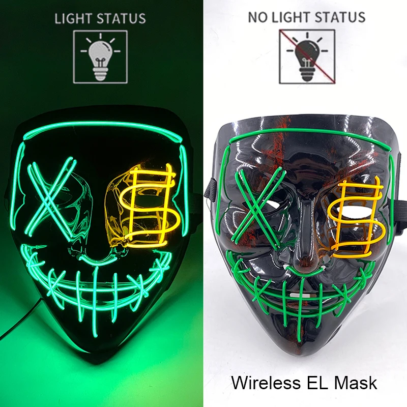 Halloween LED Purge Mask – Wireless Neon Glow Cosplay Costume – Image 25