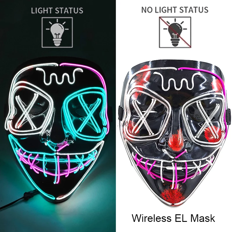 Halloween LED Purge Mask – Wireless Neon Glow Cosplay Costume – Image 44