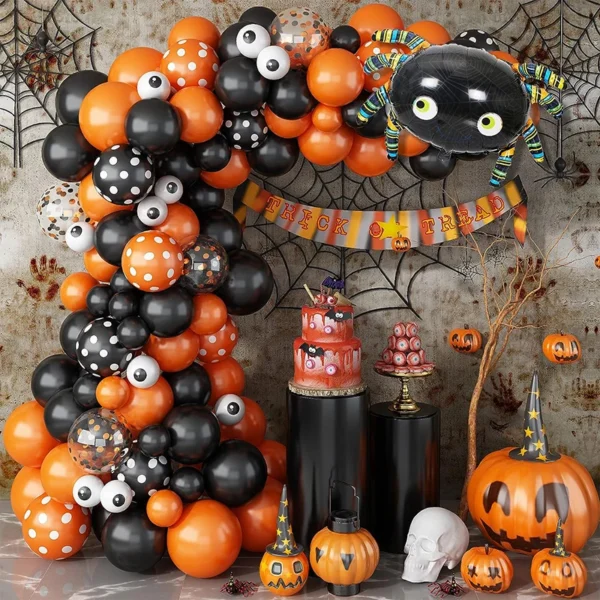 Halloween Balloon Garland Kit – Bat, Spider & Black Orange Confetti Balloons – Image 4