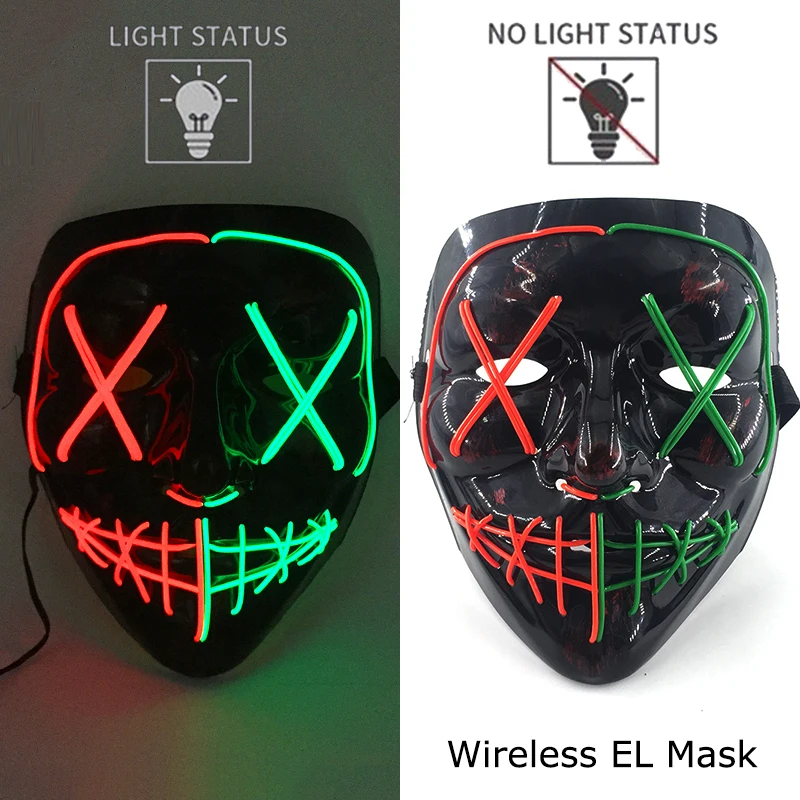 Halloween LED Purge Mask – Wireless Neon Glow Cosplay Costume – Image 14