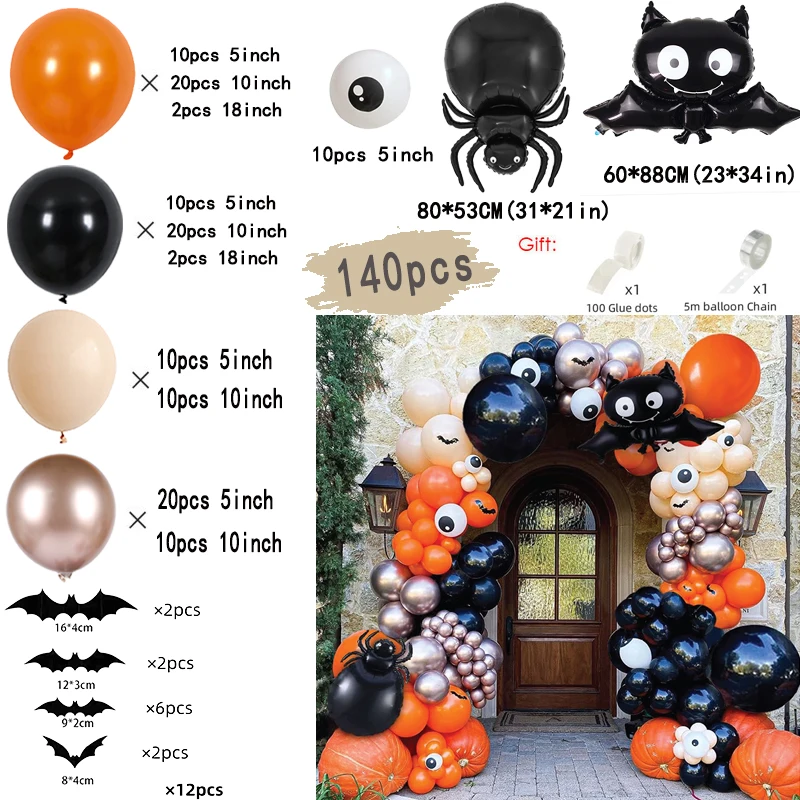 Halloween Balloon Garland Kit – Bat, Spider & Black Orange Confetti Balloons – Image 11