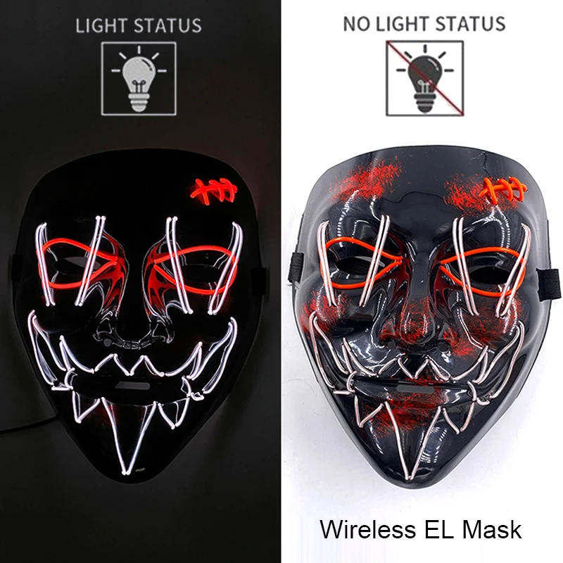 Halloween LED Purge Mask – Wireless Neon Glow Cosplay Costume – Image 37