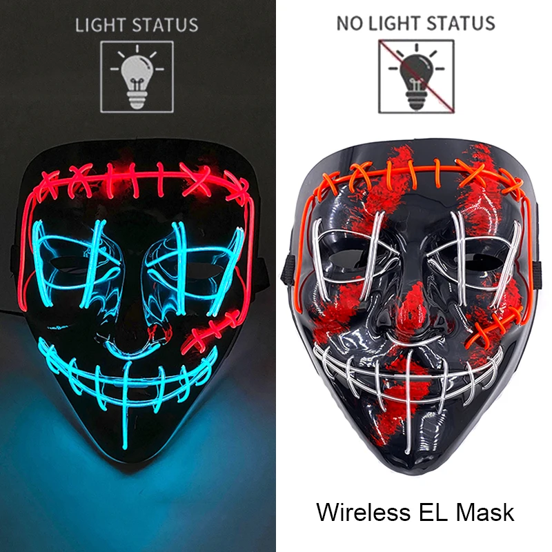 Halloween LED Purge Mask – Wireless Neon Glow Cosplay Costume – Image 40