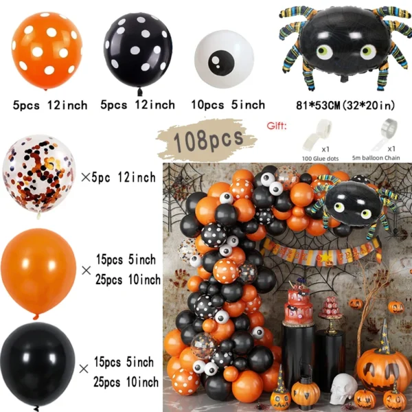 Halloween Balloon Garland Kit – Bat, Spider & Black Orange Confetti Balloons – Image 10
