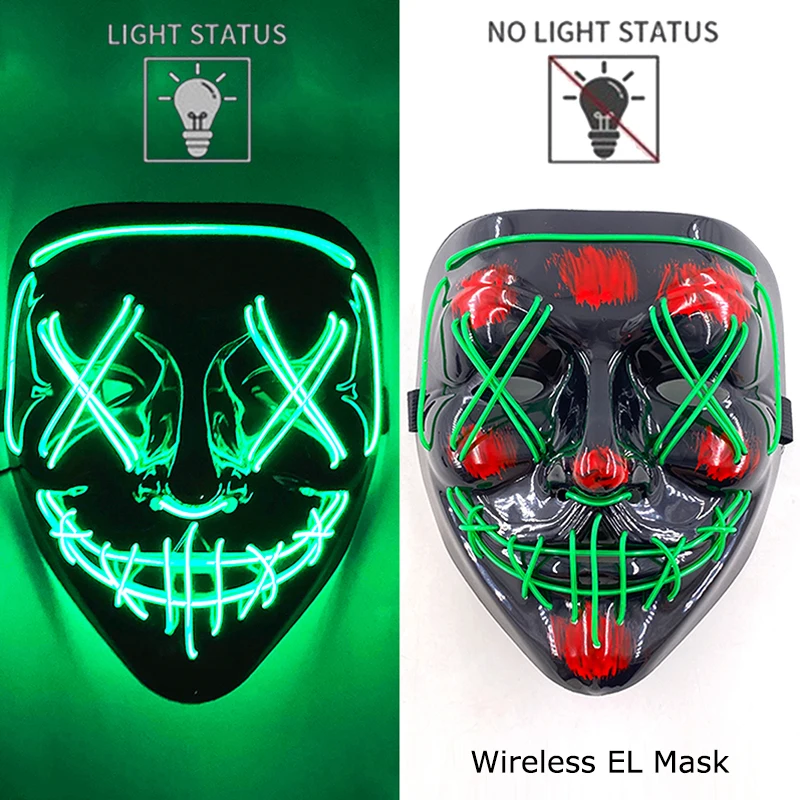 Halloween LED Purge Mask – Wireless Neon Glow Cosplay Costume – Image 19