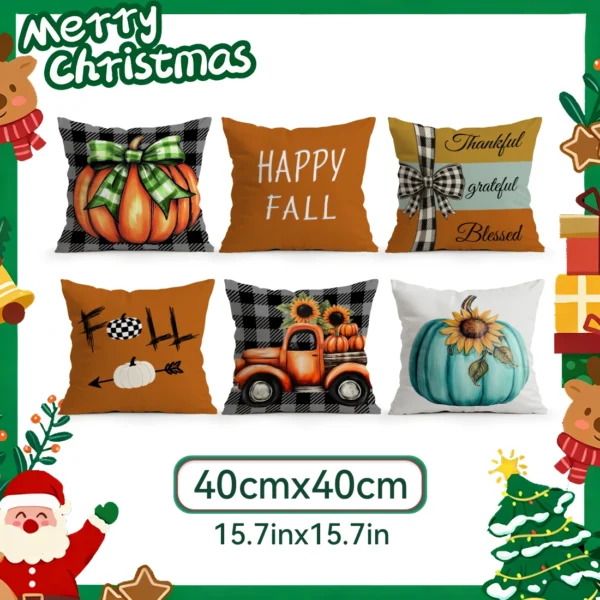 4/6 PCS Halloween Pumpkin Pillow Covers – Decorative Sofa Cushion Set – Image 11