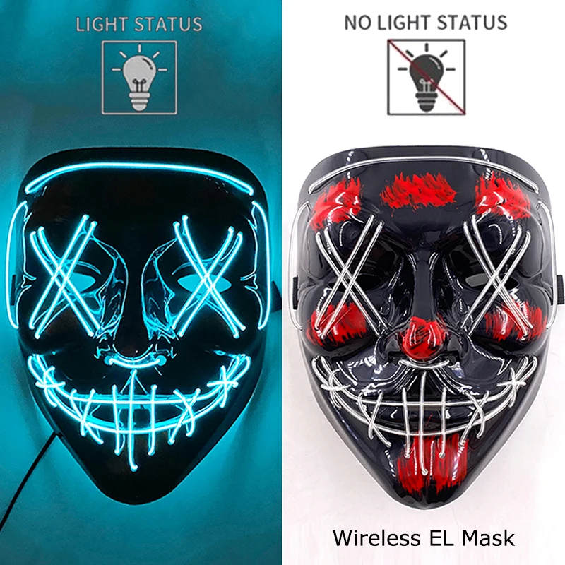 Halloween LED Purge Mask – Wireless Neon Glow Cosplay Costume – Image 18