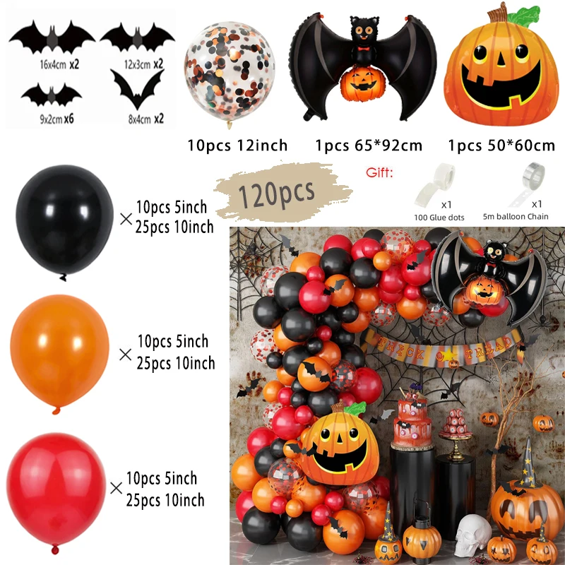 Halloween Balloon Garland Kit – Bat, Spider & Black Orange Confetti Balloons – Image 12