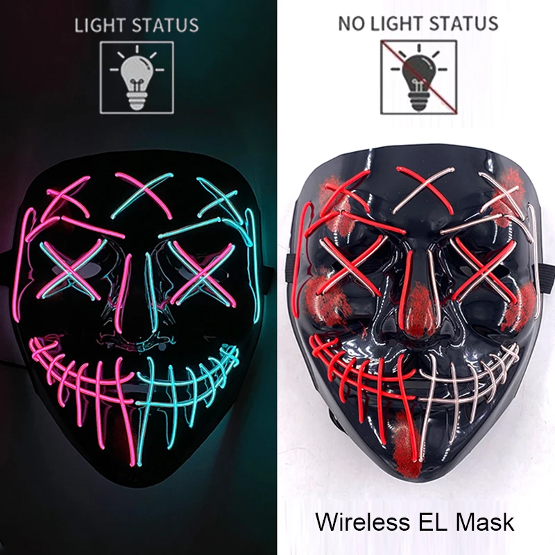 Halloween LED Purge Mask – Wireless Neon Glow Cosplay Costume – Image 39