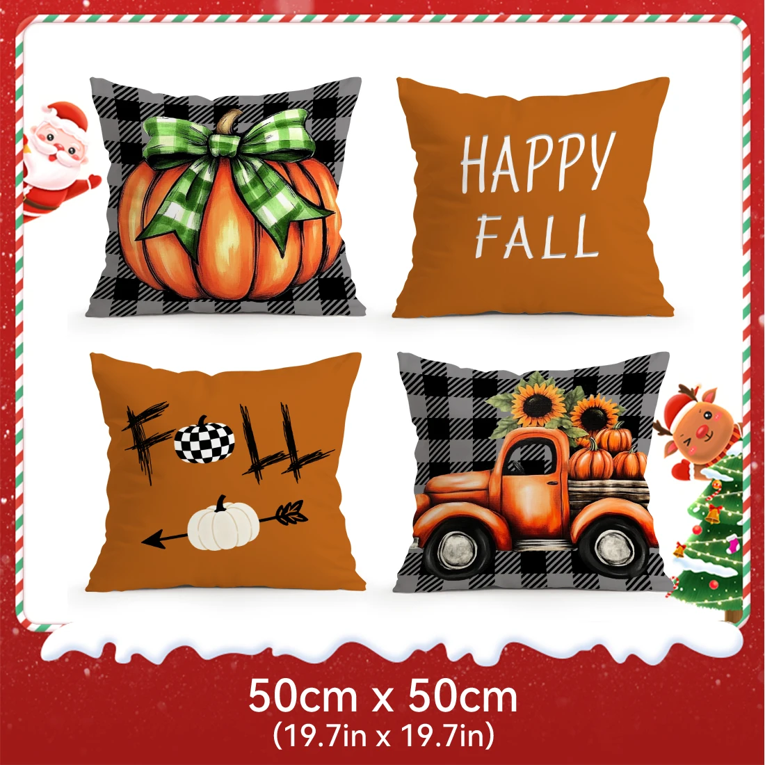 4/6 PCS Halloween Pumpkin Pillow Covers – Decorative Sofa Cushion Set – Image 7