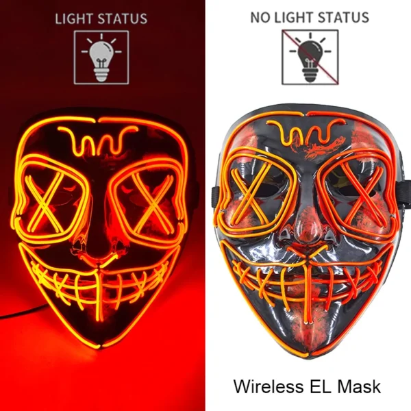 Halloween LED Purge Mask – Wireless Neon Glow Cosplay Costume – Image 41