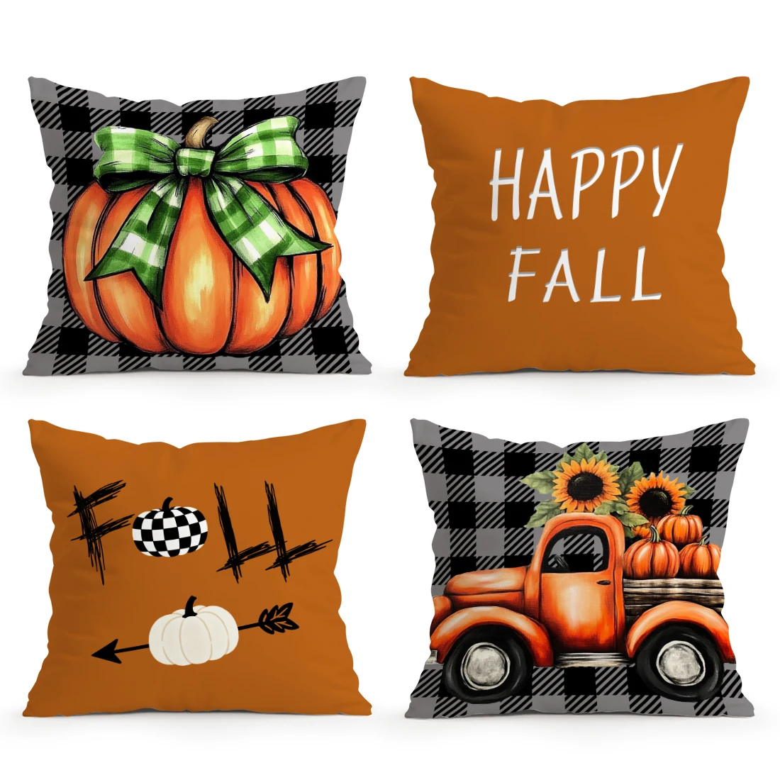 4/6 PCS Halloween Pumpkin Pillow Covers – Decorative Sofa Cushion Set – Image 9