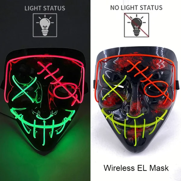 Halloween LED Purge Mask – Wireless Neon Glow Cosplay Costume – Image 36