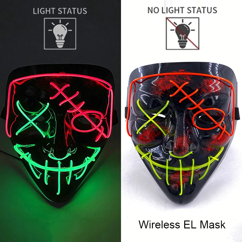 Halloween LED Purge Mask – Wireless Neon Glow Cosplay Costume – Image 36