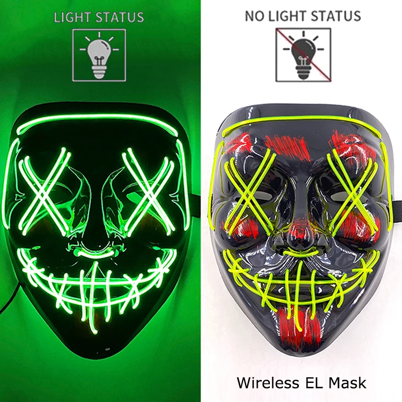 Halloween LED Purge Mask – Wireless Neon Glow Cosplay Costume – Image 20