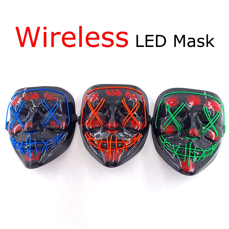 Halloween LED Purge Mask – Wireless Neon Glow Cosplay Costume – Image 3