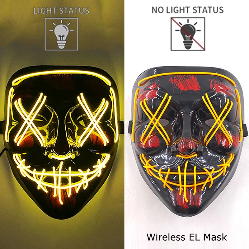 Halloween LED Purge Mask – Wireless Neon Glow Cosplay Costume – Image 9