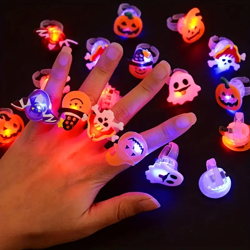 50pcs LED Halloween Glow Rings – Pumpkin, Ghost & Witch Party Favors – Image 6