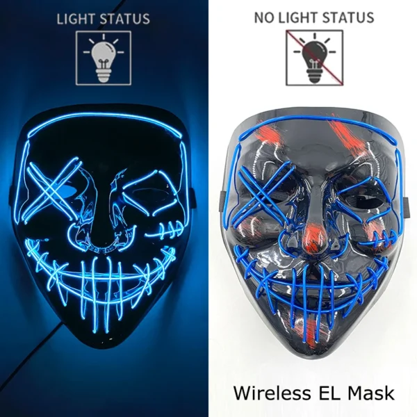 Halloween LED Purge Mask – Wireless Neon Glow Cosplay Costume – Image 23