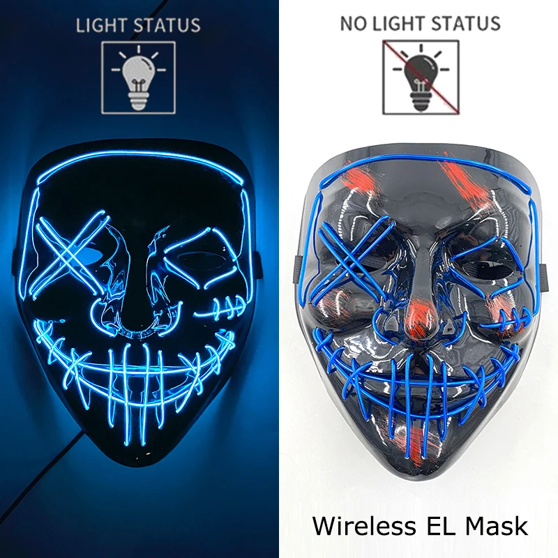 Halloween LED Purge Mask – Wireless Neon Glow Cosplay Costume – Image 23