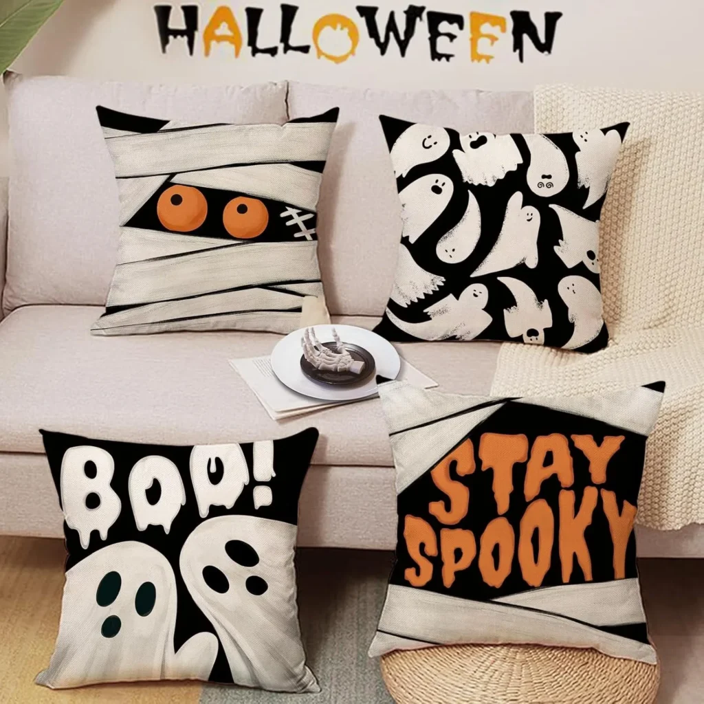 Halloween Pillowcase Ghosts & Mummy – Spooky Sofa Cushion Cover