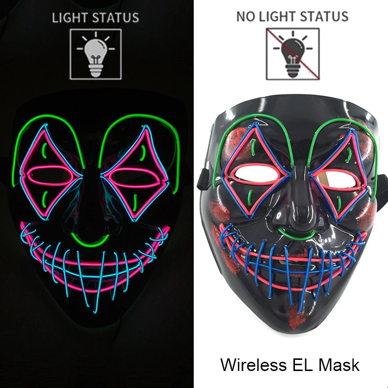 Halloween LED Purge Mask – Wireless Neon Glow Cosplay Costume – Image 31