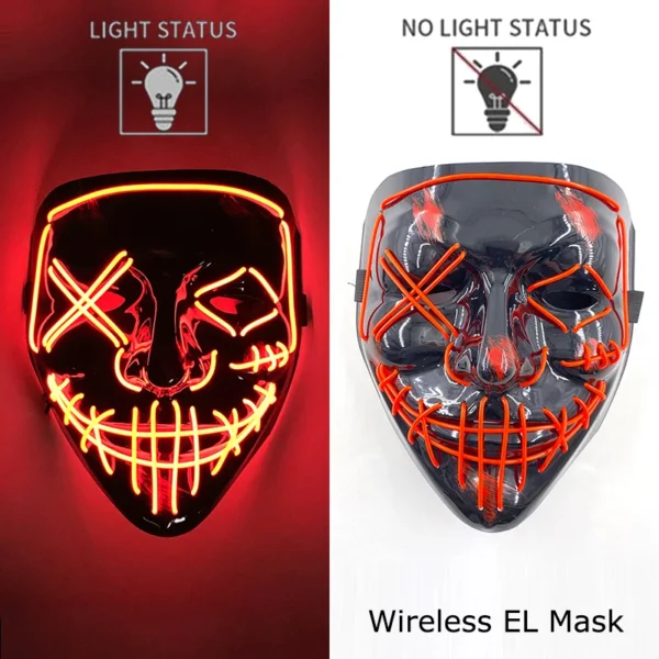 Halloween LED Purge Mask – Wireless Neon Glow Cosplay Costume – Image 27