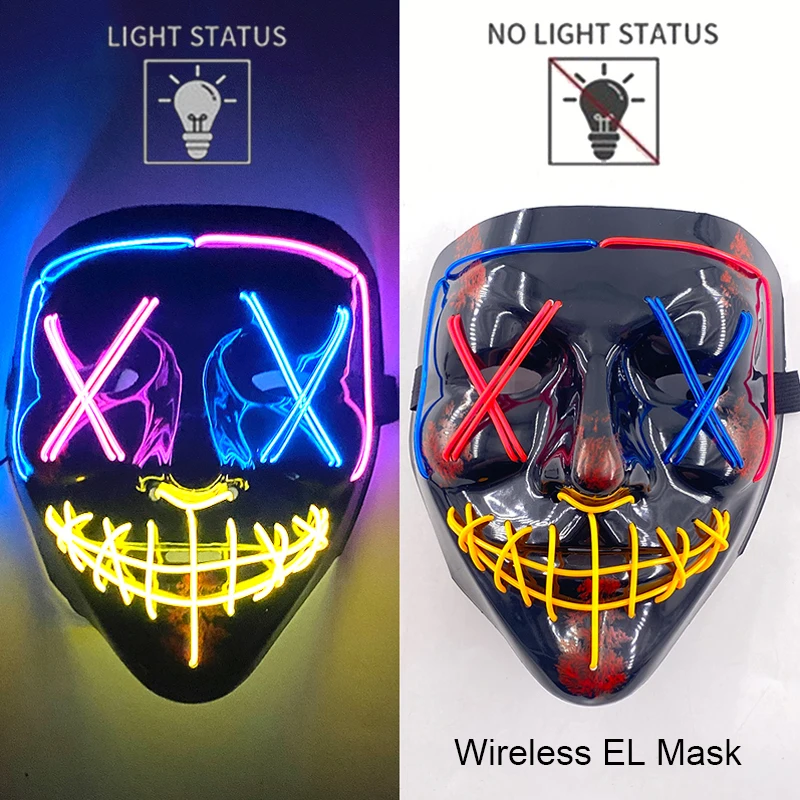 Halloween LED Purge Mask – Wireless Neon Glow Cosplay Costume – Image 24