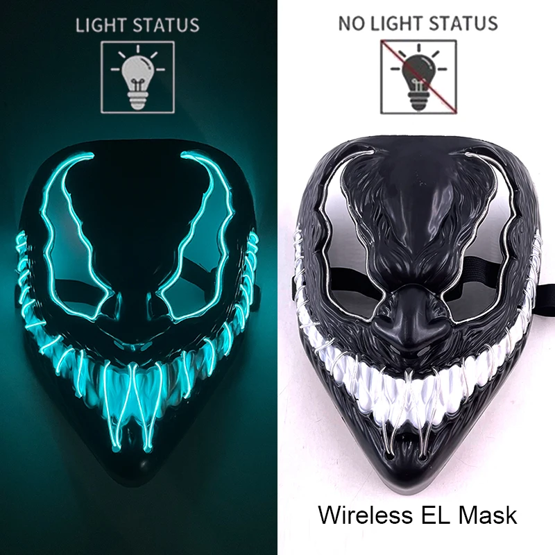 Halloween LED Purge Mask – Wireless Neon Glow Cosplay Costume – Image 22