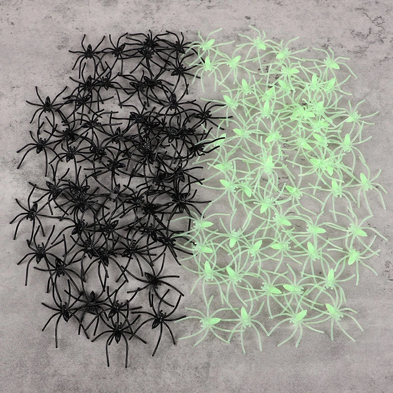 50-100pcs Halloween Luminous Spiders – Haunted House Decoration Props