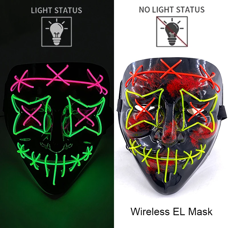 Halloween LED Purge Mask – Wireless Neon Glow Cosplay Costume – Image 30