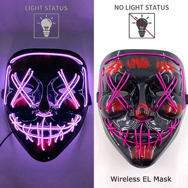 Halloween LED Purge Mask – Wireless Neon Glow Cosplay Costume – Image 16