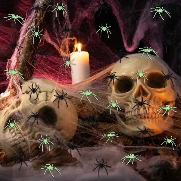 50-100pcs Halloween Luminous Spiders – Haunted House Decoration Props – Image 5