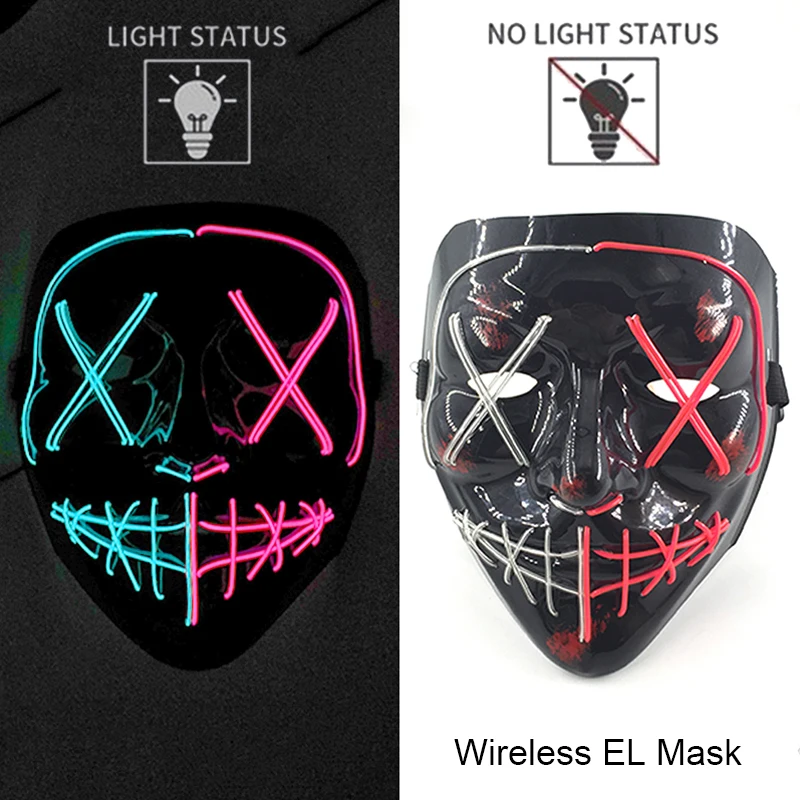 Halloween LED Purge Mask – Wireless Neon Glow Cosplay Costume – Image 12