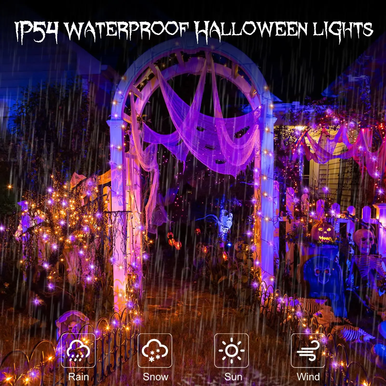 Halloween LED String Lights 10-120M – Copper Wire Purple & Orange Outdoor Garland – Image 5