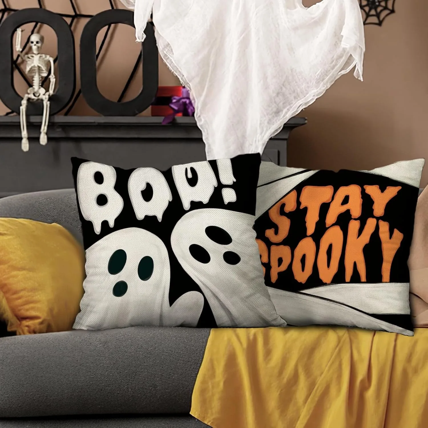 Halloween Pillowcase Ghosts & Mummy – Spooky Sofa Cushion Cover – Image 3