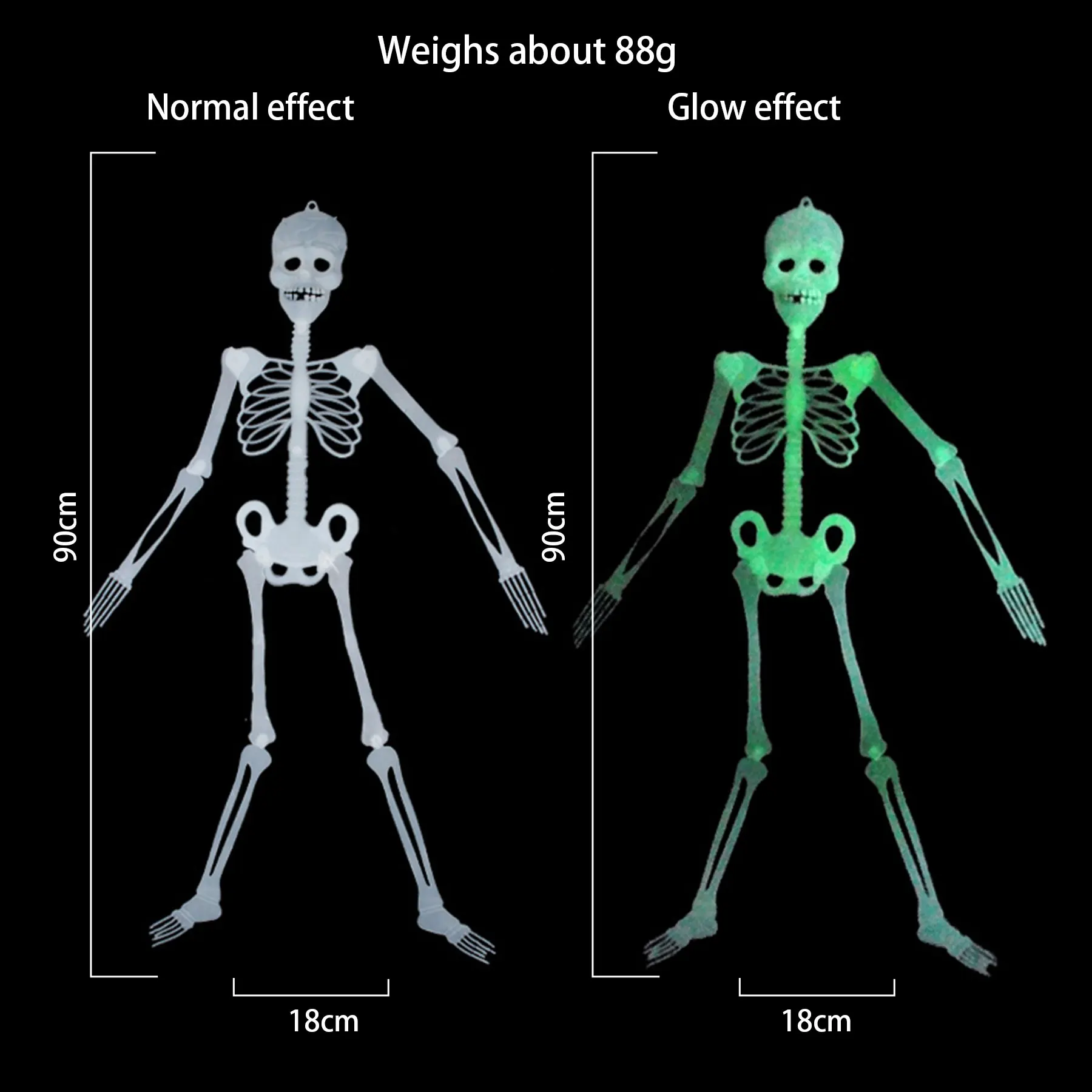 Halloween Skeleton 90cm – Poseable Glowing Decoration – Image 6