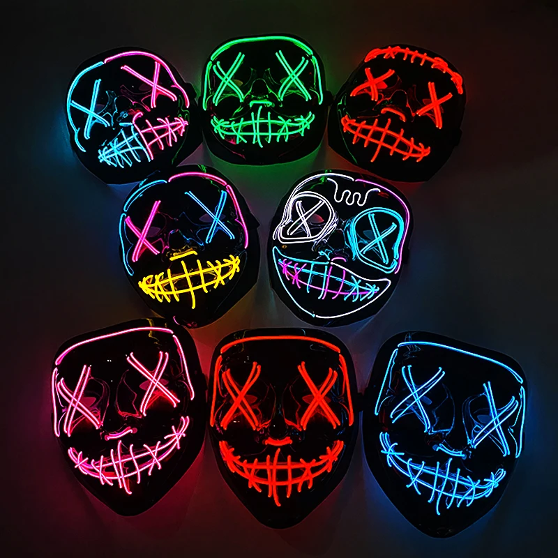 Halloween LED Purge Mask – Wireless Neon Glow Cosplay Costume – Image 2