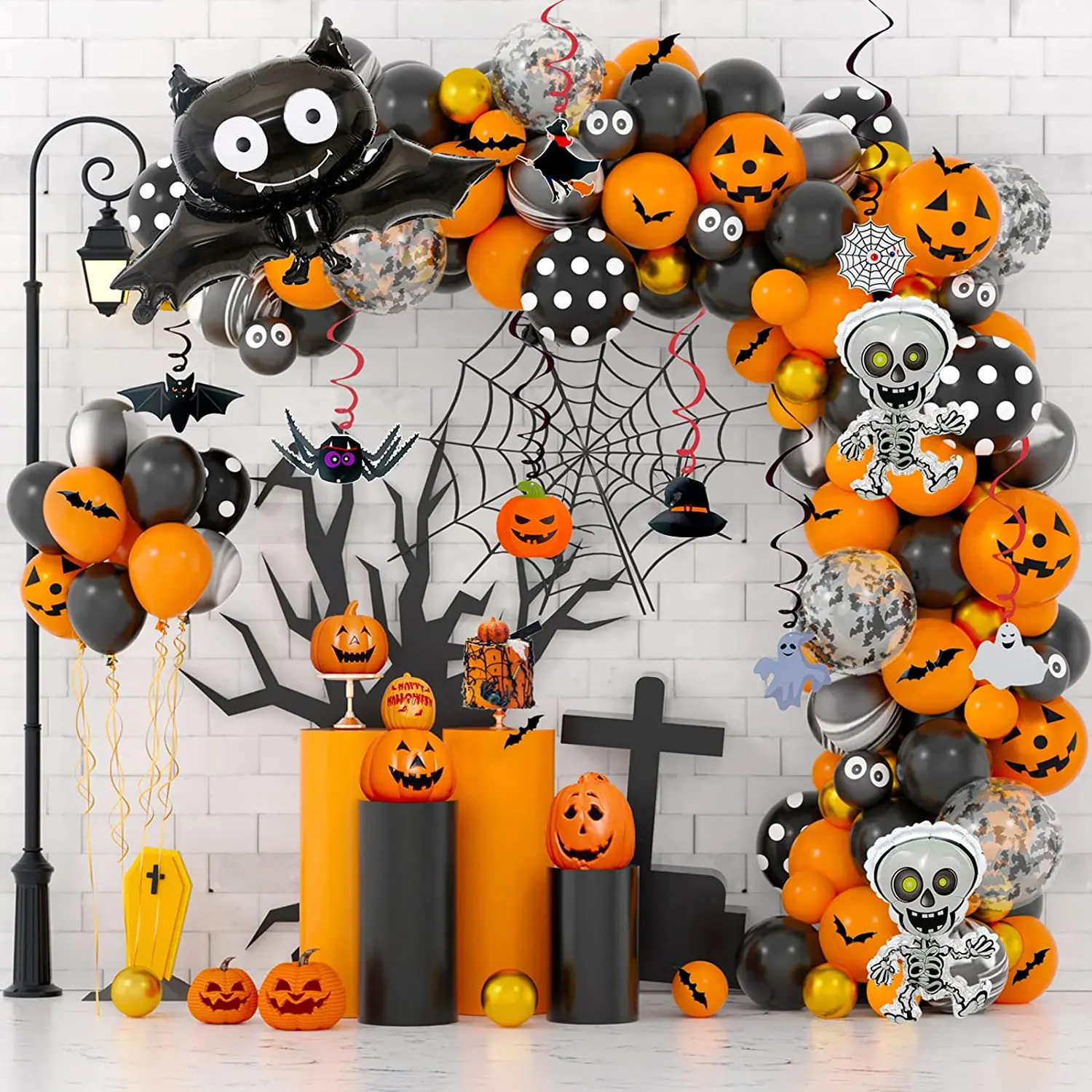 Halloween Balloon Garland Kit – Bat, Spider & Black Orange Confetti Balloons – Image 5