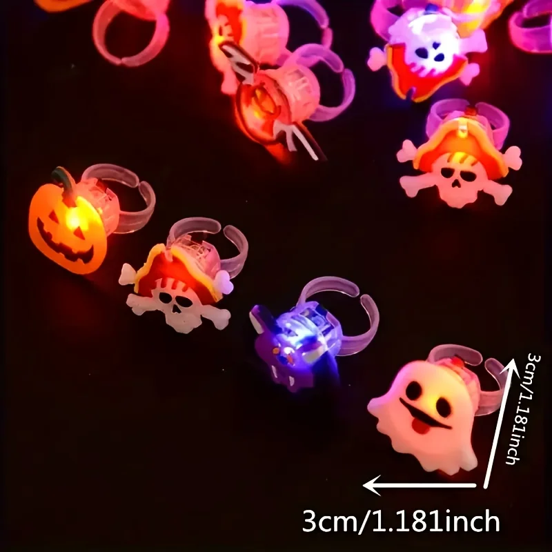50pcs LED Halloween Glow Rings – Pumpkin, Ghost & Witch Party Favors – Image 5