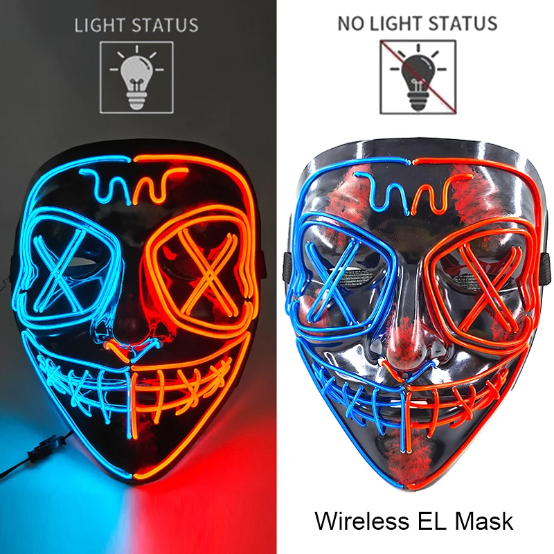 Halloween LED Purge Mask – Wireless Neon Glow Cosplay Costume – Image 42