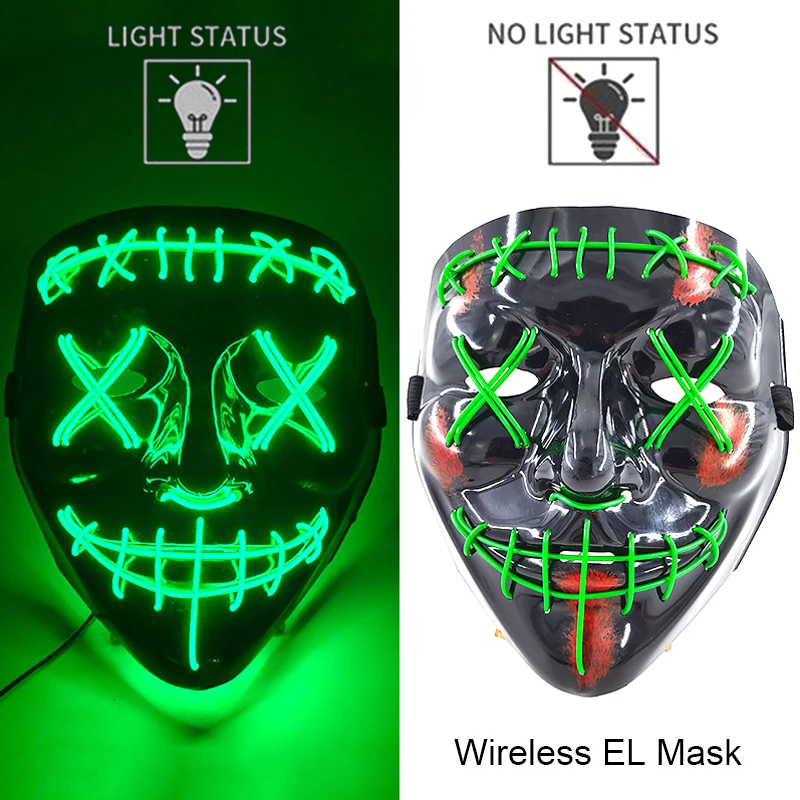 Halloween LED Purge Mask – Wireless Neon Glow Cosplay Costume – Image 38