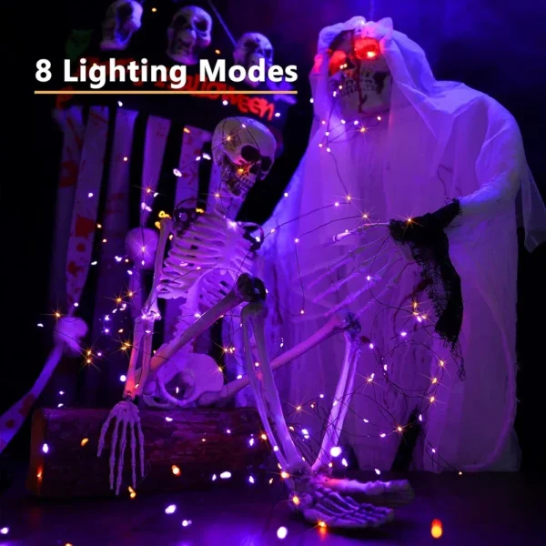 Halloween LED String Lights 10-120M – Copper Wire Purple & Orange Outdoor Garland – Image 2