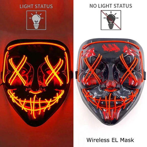 Halloween LED Purge Mask – Wireless Neon Glow Cosplay Costume – Image 7