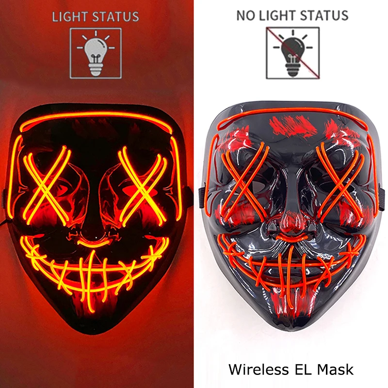 Halloween LED Purge Mask – Wireless Neon Glow Cosplay Costume – Image 7