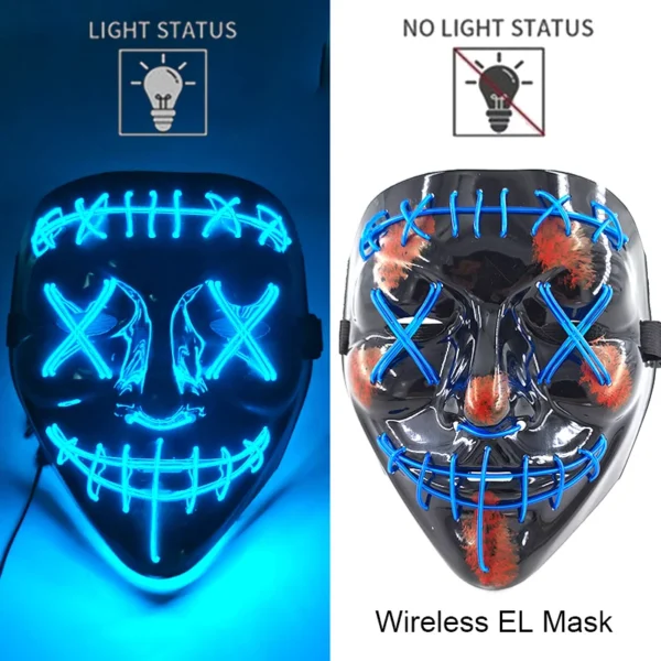 Halloween LED Purge Mask – Wireless Neon Glow Cosplay Costume – Image 43