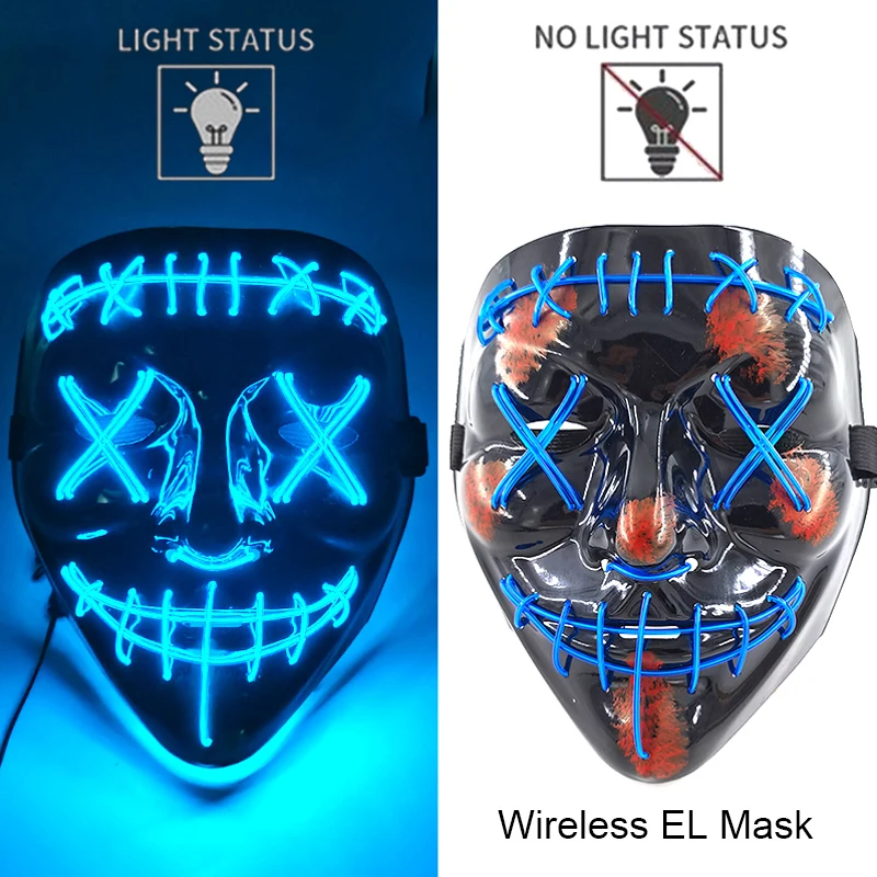 Halloween LED Purge Mask – Wireless Neon Glow Cosplay Costume – Image 43